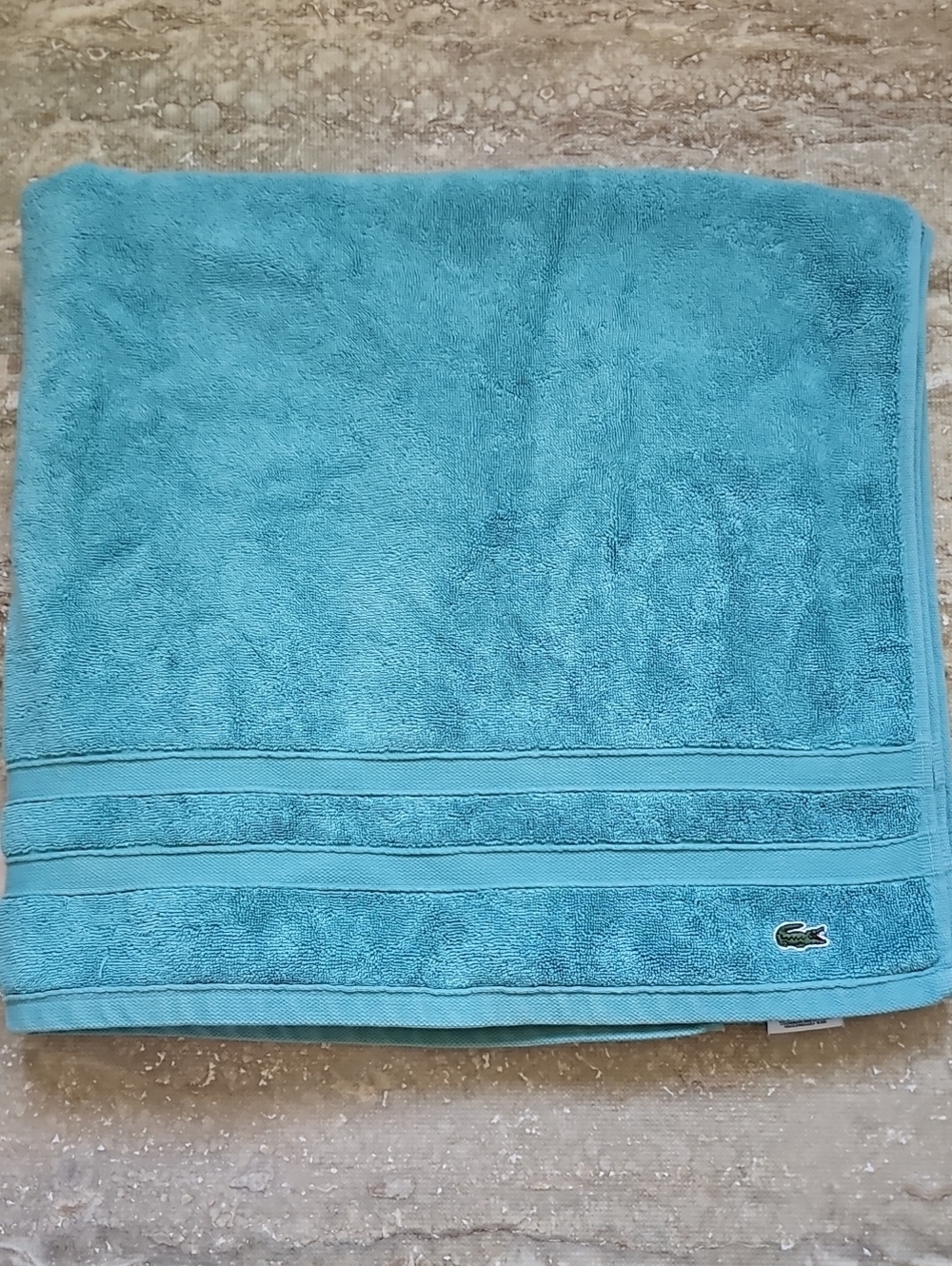 Lacoste Turquoise Bath Towel with Crocodile Logo